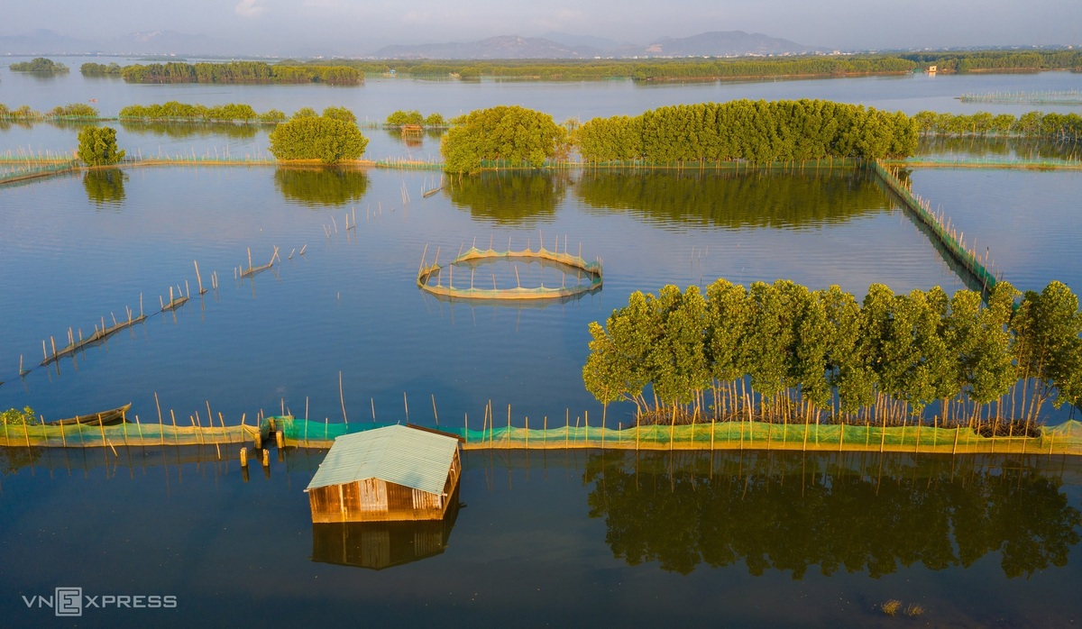 A peaceful house floating on Thi Nai lagoon’s water surface at Chim islet, Tuy Phuoc district, about 15km from Quy Nhon. This place has more than 100 families living through many generations.  Photo: VnExpress 