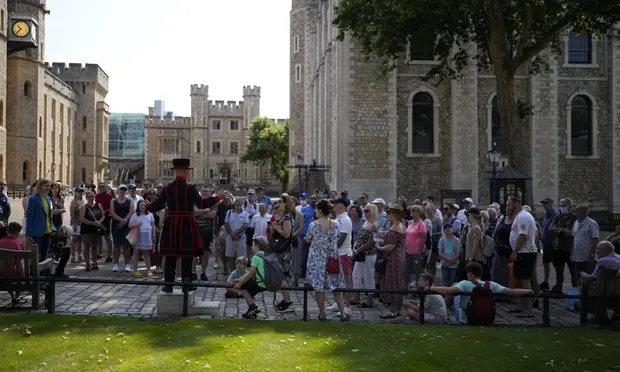 A tour group at the Tower of London this week. Photograph: Matt Dunham/AP