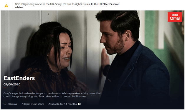 Geo Error in BBC iPlayer. Photo: Screenshot 