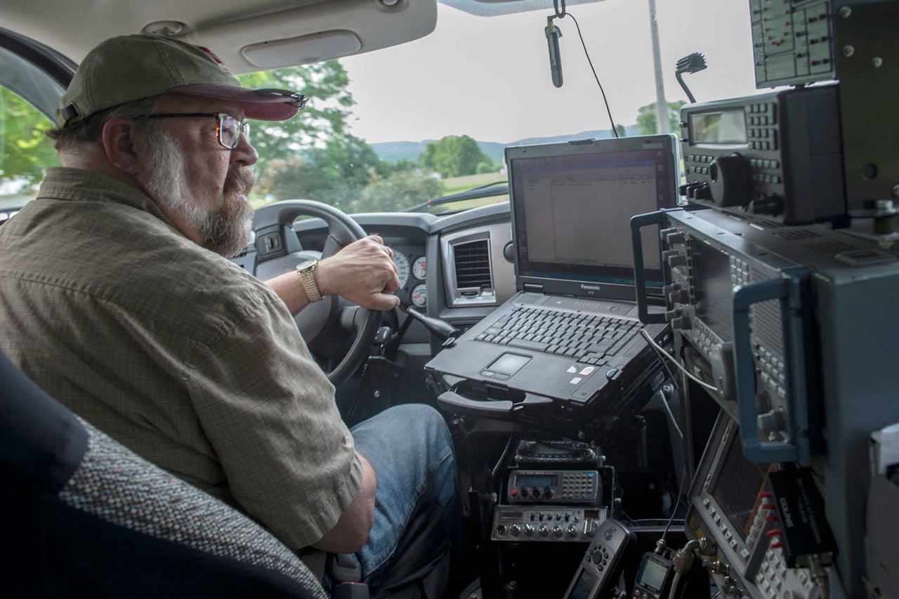 As an engineer for the National Radio Astronomy Observatory, Chuck Niday regularly roams the town searching for unauthorized signals. AFP via Getty Images
