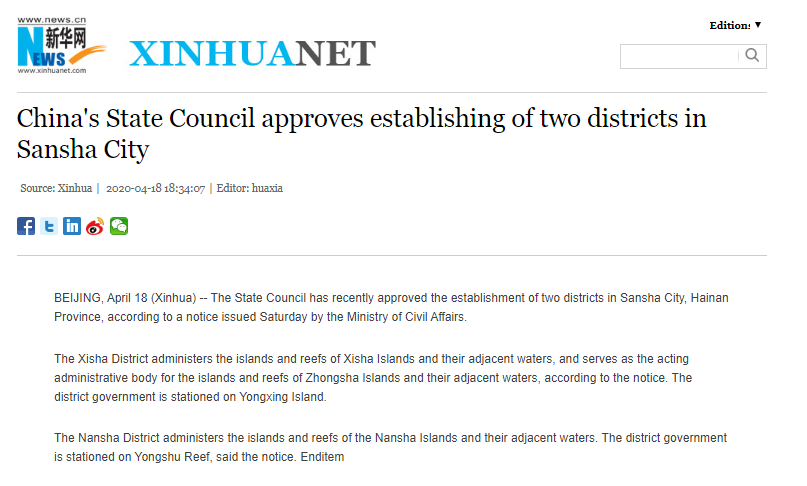 scmp china moves to strengthen grip over east sea with new administrative units