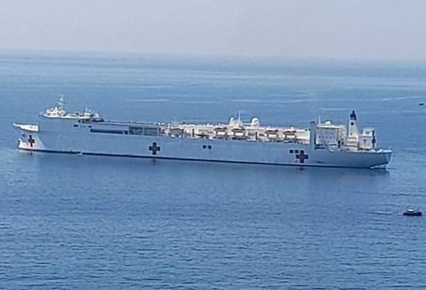 USNS Mercy arrives at Vung Ro Port on June 19. Source: VNA