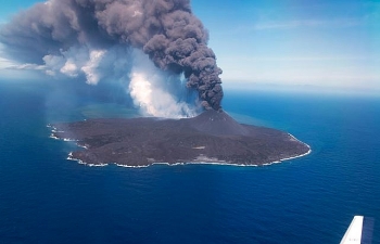 a japanese island keeps growing ten times in size