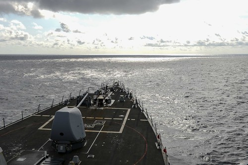 south china sea us ship sails by spratly islands
