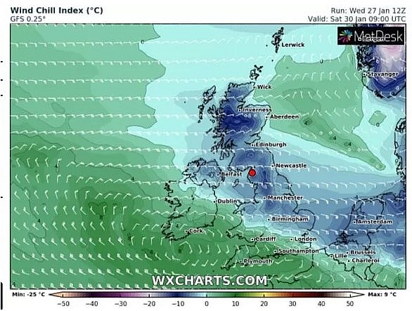 UK and Europe daily weather forecast latest, January 29: Heavy snow band to sweep the UK while temperatures plunge
