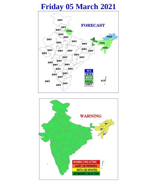India daily weather forecast latest, March 5: Isolated rains and thunderstorms to cover Jammu & Kashmir, Assam, Sub Himalayan West Bengal