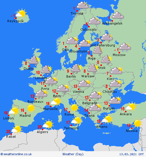 UK and europe daily weather forecast latest, march 13: windy through the weekend with further heavy showers in britain