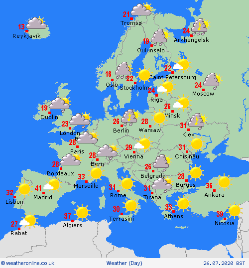 uk and europe weather forecast latest july 26 thunderstorm to battle uk while map turns red for europe