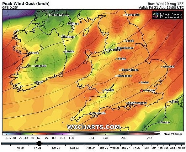 UK and Europe weather forecast latest, August 21: Exact times and predictions when Storm Ellen hit the UK