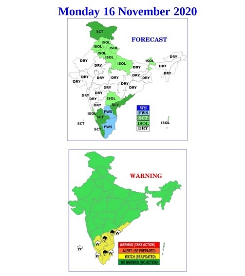India weather forecast latest, November 16: Rain sets to improve the Air Quality Index