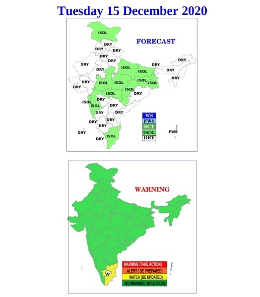 India weather forecast latest, December 15: Light rain and thundershowers to continue with a dip in temperature