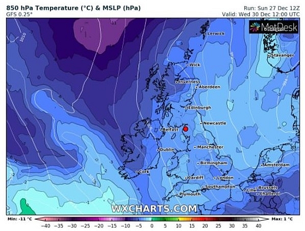 UK and Europe weather forecast latest, December 29: Temperatures plunge as snow showers to smash parts of Britain