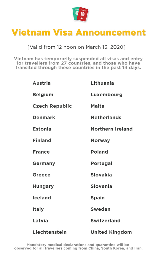 updated information for travellers entering vietnam during this period of coronavirus outbreak time