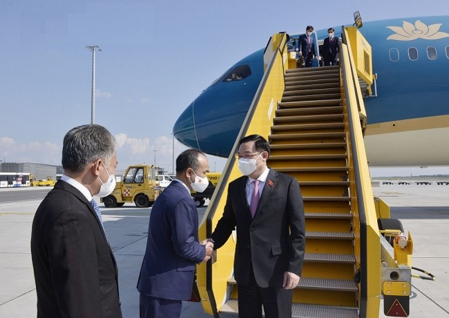 Vietnamese NA Chairman Leading High Ranking Delegation Arrives EU For Working Trip