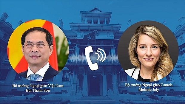 Minister of Foreign Affairs Bui Thanh Son held a phone talk with his Canadian counterpart Melanie Joly on March 22 night. (Photo: Vietnamese Ministry of Foreign Affairs)