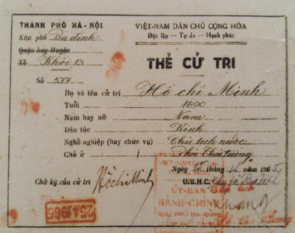 Uncle Ho's special voter card