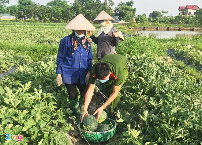 Police sell watermelons to help people in Bac Giang blockade areas