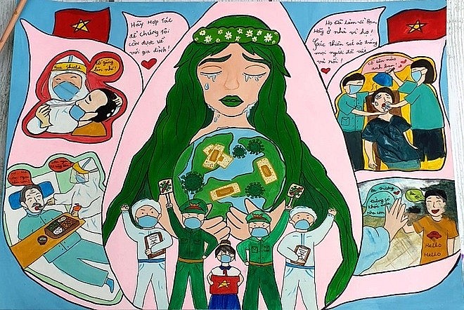 11-Year-old Girl Draws Pictures of 'White Blouse' Soldiers Fighting Against Covid-19