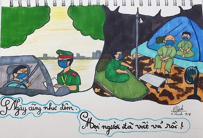 11-Year-old Girl Draws Pictures of 'White Blouse' Soldiers Fighting Against Covid-19