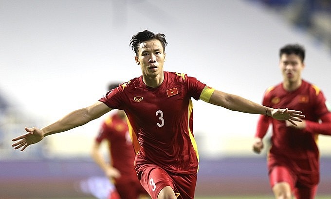Que Ngoc Hai celebrates after scoring against Malaysia in a World Cup qualifiers game on June 11, 2021. Photo: VnExpress