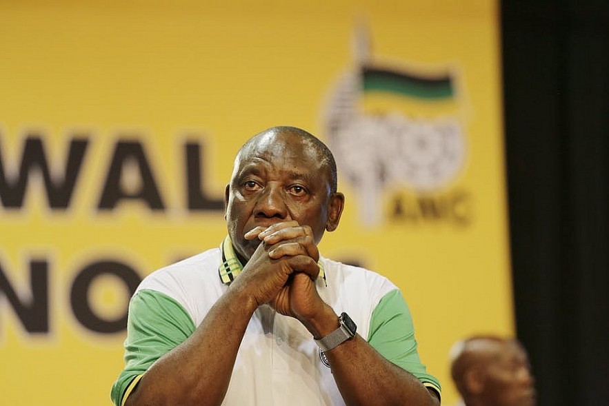 New ANC President Cyril Ramaphosa moments before winning. Photo: EPA-EFE/Cornell Tukiri