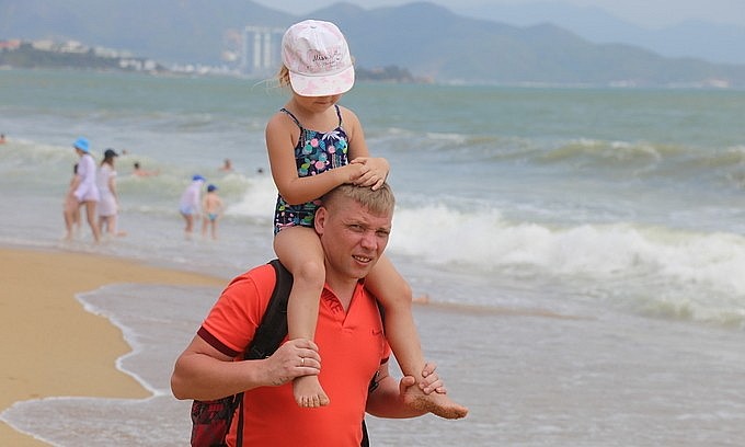 Russian tourists in Nha Trang, Khanh Hoa Province, February 2020. Photo: VnExpress