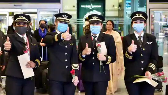 indian all women crew sets record by flying over worlds longest air route