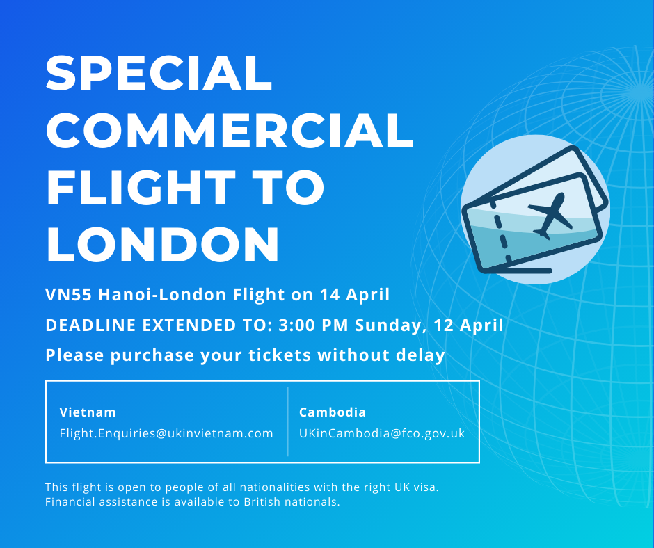 special flight for british returning home to take off april 14