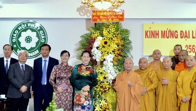 Buddhist dignitaries and followers congratulated on Lord Buddha's Birthday