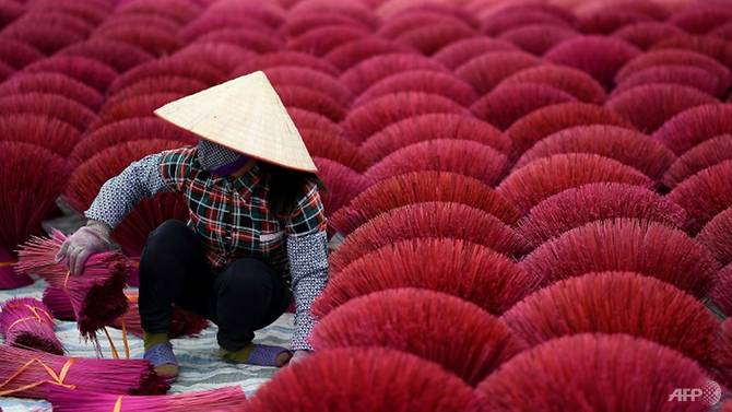 Vietnam's 'incense village' blazes pink ahead of lunar new year