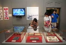 vietnamese folk paintings on display at the thang long imperial citadel