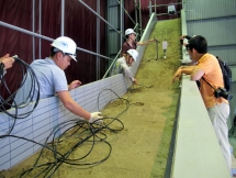 First ever experiment with landslide artificial rainfall simulator